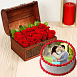 Roses Treasure Box & Chocolate Cake- 1 Kg