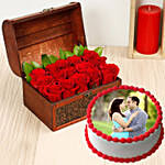 Roses Treasure Box & Chocolate Cake- 3 Kg
