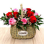 Red N Pink Roses Basket with Toblerone