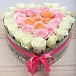 Heart Shaped Mixed Roses Arrangement