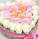 Heart Shaped Mixed Roses Arrangement