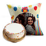 Colourful Cushion with Rainbow Cake combo