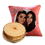 Happy Birthday Cushion with Butterscotch Cake