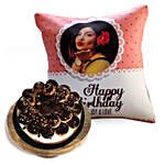 Joyful Birthday Cushion with Profiterole Cake
