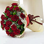 Romantic Red Roses Bunch & Love Balloon