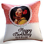 Joyful Birthday Cushion with Rainbow Cake