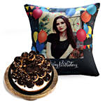Birthday Balloon Cushion with Profiterole Cake