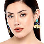 Golden Drop Earrings with Artificial Stones