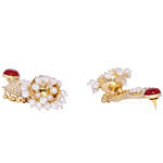 Gold Plated Red Stones Dome Jhumkas