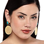 Gold Toned Circular Drop Earrings
