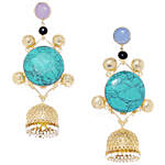 Gold Toned Turquoise Dome Jhumkas