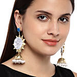 Gold Toned White Dome Jhumkas