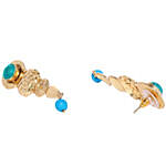 Turquoise Stone N Gold Plated Drop Earrings
