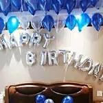 Happy Birthday Blue and Silver Balloon Decor