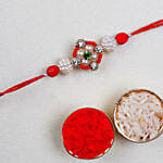 Appealing Floral Rakhi And 3 Pcs Ferrero Rocher