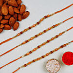 Golden Red Thread Rakhi With Almonds