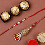 Red Fancy Bhaiya Bhabhi Rakhi And 3 Pcs Ferrero Rocher
