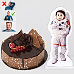 Personalised Caricature Astronaut with Fudge Cake