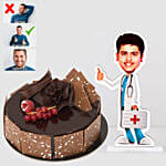 Personalised Caricature Male Doctor with Fudge Cake