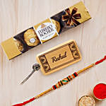 Meena Thread Rakhi with Chocolate and Key Chain