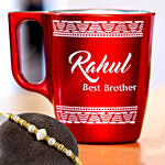 Golden Pearl Rakhi and Personalised Engraved Mug