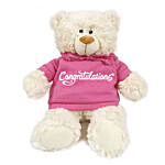 Fluffy Teddy Bear With Pink Congratulations Hoodie