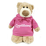 Soft Mascot Bear With Pink Congratulations Hoodie