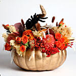 Halloween Golden Pumpkin Floral Arrangement