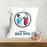 Happy Bhaidooj Personalised Cushion n Cookies