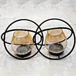 Double Ring Glass Candle Stand