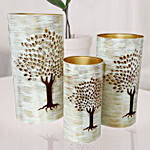 White Pillar Candle Stand Set of 3