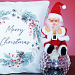 Merry Christmas Cushion with Santa Toy