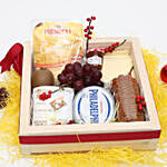 Cheese and Snacks in Wooden Box