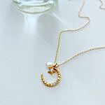Crescent Moon Star Pearl Necklace