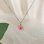 Real Pink Blossom Flower Necklace