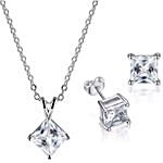Square crytal necklace and earrings set