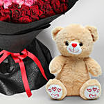 Teddy and 150 Roses Bouquet