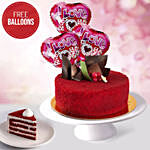 Red Velvet Cake and Free I Love You Balloons