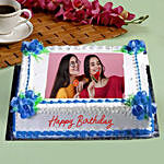 Birthday Floral Photo Cake- Butterscotch 1 Kg Eggless