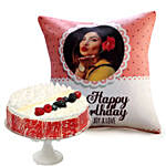 Joyful Birthday Cushion with Vanilla Cake combo