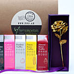 Premium Assorted Truffles And Gold Plated Rose Hamper