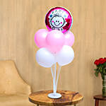Its A Girl Pink And White Balloon Bouquet