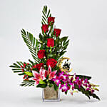 Ramadan Kareem Special Flowers In Glass Vase N Chocolate