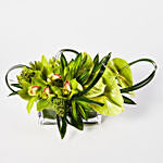 Serene Mixed Flowers In Glass Vase