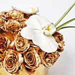 Delightful Gold Roses N Phalaenopsis Vase Arrangement