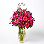 Elegant Mixed Flowers In Moon N Star Decked Vase