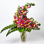 Heavenly Mixed Roses N Carnations Vase Arrangement