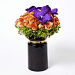 Premium Mixed Flowers Black Vase Arrangement