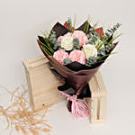 Artificial Pink Peony N White Roses Bouquet
