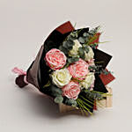 Artificial Pink Peony N White Roses Bouquet
